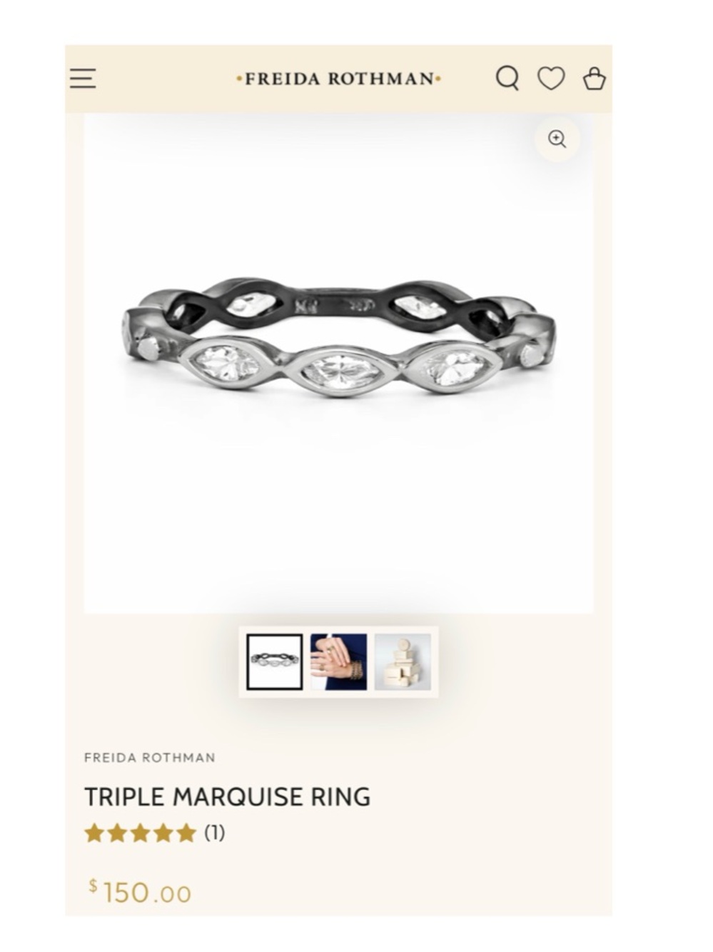 Freida Rothman TRIPLE MARQUISE RING in Silver Rhodium - Picture 3 of 16